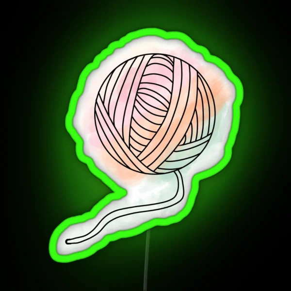 Watercolor Yarn Ball RGB Neon Sign