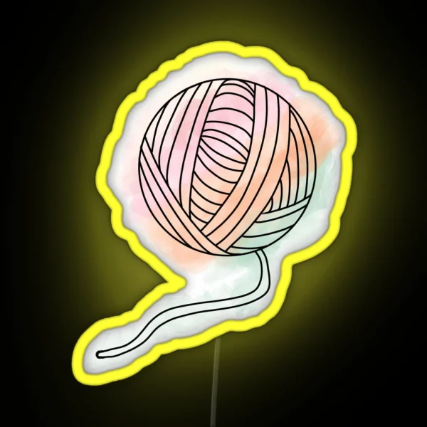Watercolor Yarn Ball RGB Neon Sign
