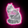 Colorful watercolor artwork featuring a cat amidst vibrant neon colors in a Norwegian forest landscape.