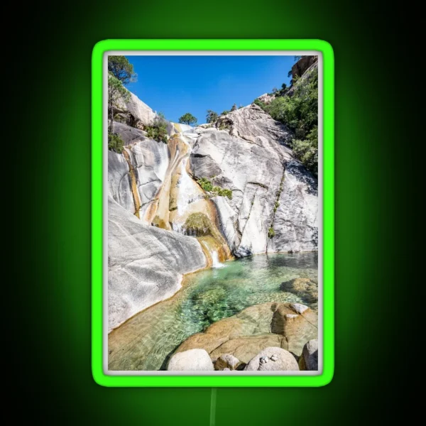 Waterfall Of Purcaraccia Canyon In Bavella RGB Neon Sign