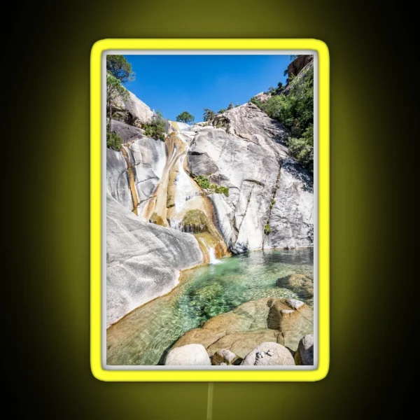 Waterfall Of Purcaraccia Canyon In Bavella RGB Neon Sign