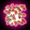 Neon watermelon sign with pink accents