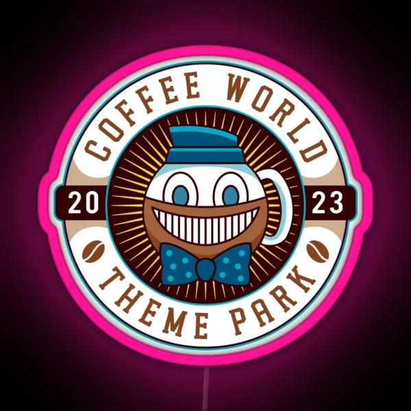 Watery Coffee World Emblem RGB Neon Sign