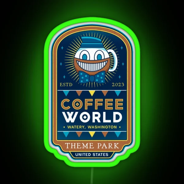 Watery Coffee World RGB Neon Sign