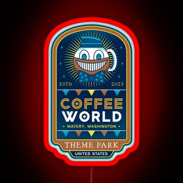 Watery Coffee World RGB Neon Sign