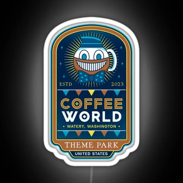 Watery Coffee World RGB Neon Sign