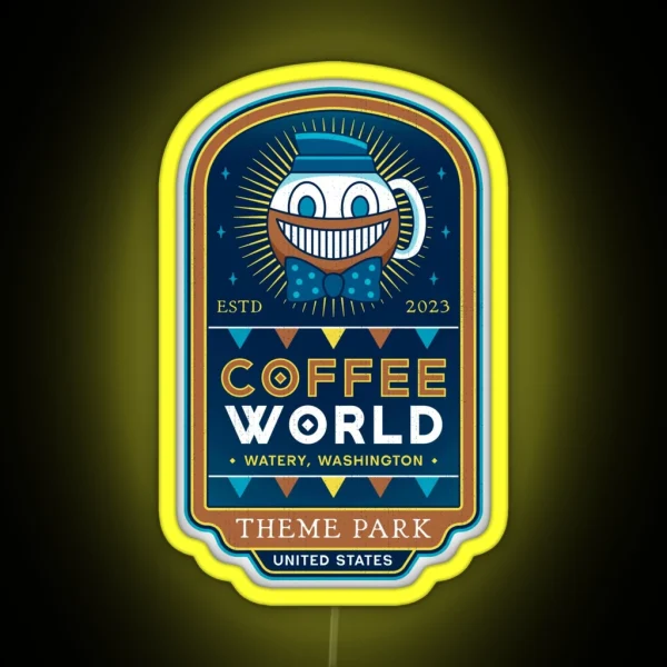 Watery Coffee World RGB Neon Sign