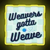 Neon sign with colorful weaver theme, bright yellow background
