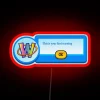 Warning sign with neon lights and Webkinz logo