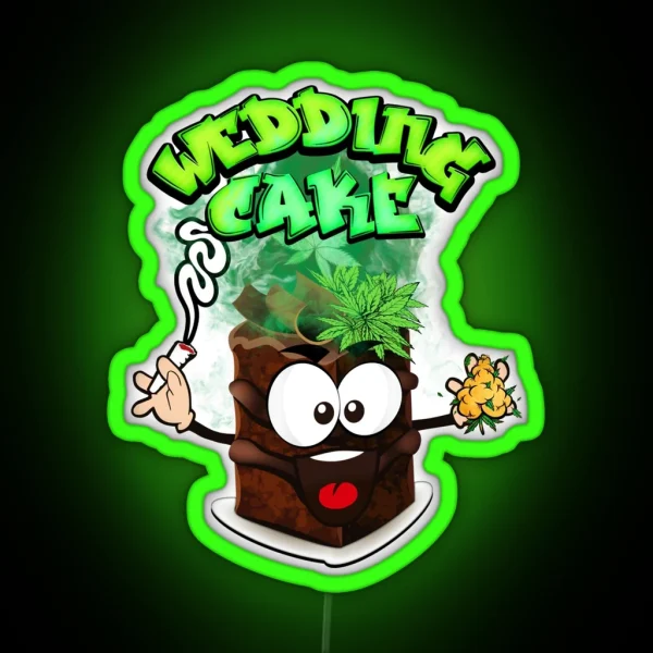 Wedding Cake Marijuana Weed Strain Design Package RGB Neon Sign