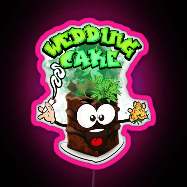 Wedding Cake Marijuana Weed Strain Design Package RGB Neon Sign