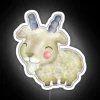 A vibrant neon sign featuring a cartoon goat in white, illuminated against a dark background.