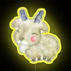 Neon sign featuring a small goat in vibrant yellow color.