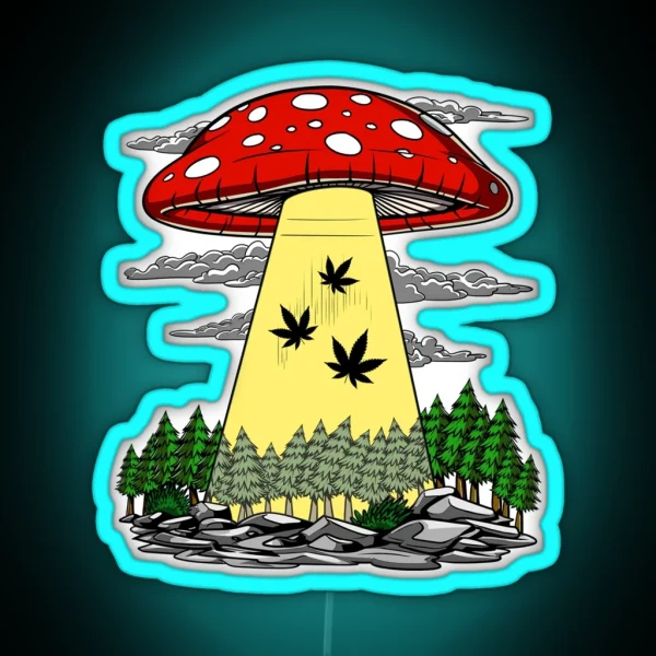 Weed Alien Abduction RGB Neon Sign