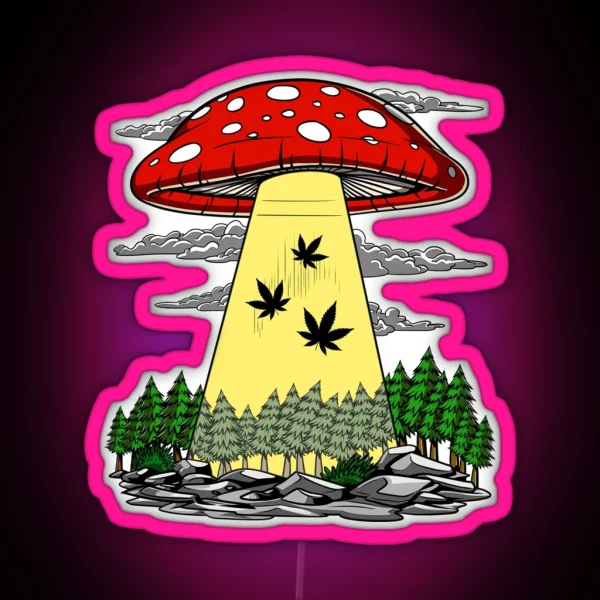 Weed Alien Abduction RGB Neon Sign