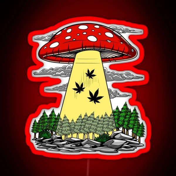Weed Alien Abduction RGB Neon Sign