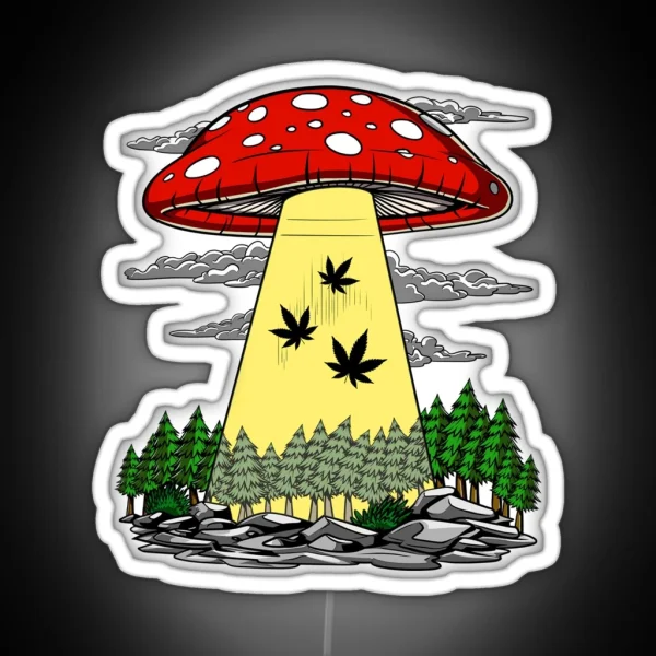 Weed Alien Abduction RGB Neon Sign