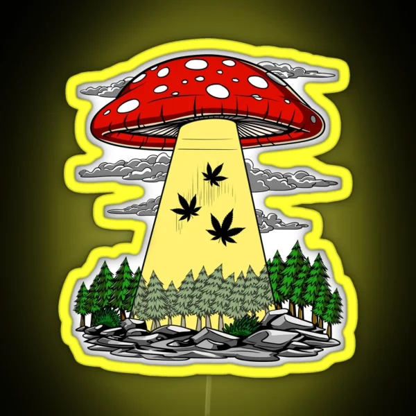 Weed Alien Abduction RGB Neon Sign