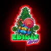 Neon sign with colorful, glowing letters reading 'Weed Edible Lover Stoner'