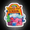 Neon sign advertising Weenie Hut General, a fast food restaurant with a distinctive hut-shaped logo.