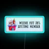 Weenie Hut Jr's neon sign with blue accents