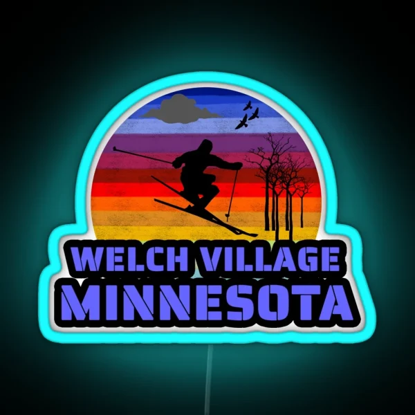 Welch Village Minnesota Usa Winter Ski Resort RGB Neon Sign