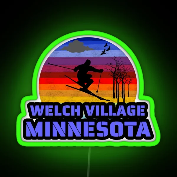 Welch Village Minnesota Usa Winter Ski Resort RGB Neon Sign