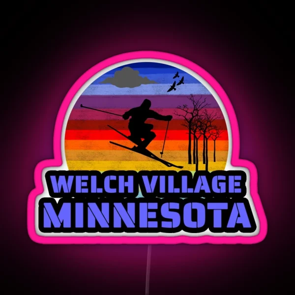Welch Village Minnesota Usa Winter Ski Resort RGB Neon Sign