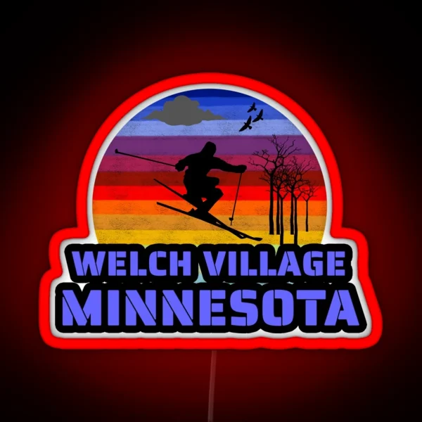 Welch Village Minnesota Usa Winter Ski Resort RGB Neon Sign