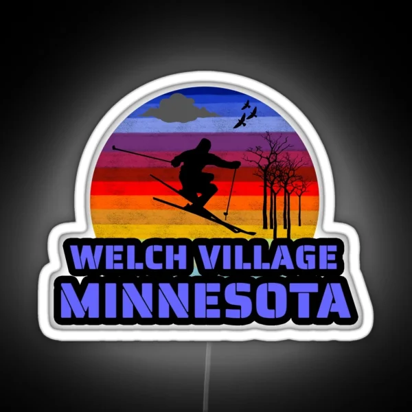 Welch Village Minnesota Usa Winter Ski Resort RGB Neon Sign
