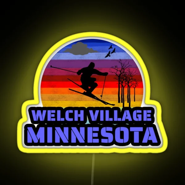 Welch Village Minnesota Usa Winter Ski Resort RGB Neon Sign