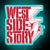 Neon sign reading West Side Story in bold, colorful letters.