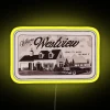 Neon sign reading 'Westview' in vintage yellow letters on a dark background.