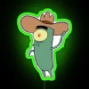 Neon sign reading "What in Planktonation" in green.