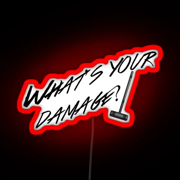 What S Your Damage Black RGB Neon Sign