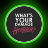 What's Your Damage neon sign in Heather RGB style, a vibrant green color