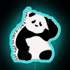 A colorful neon sign featuring a lion and a panda, asking what one would rather be