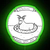 Neon sign with a humorous phrase about goats in a vibrant green color scheme.