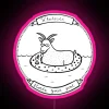 Neon sign with colorful, swirly design and the phrase "Whatever Floats Your Goat" written in bold, playful letters.