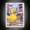 Shibuya Crossing neon sign with What The Duck logo