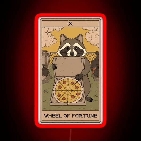 Wheel Of Fortune Raccoons Tarot RGB Neon Sign