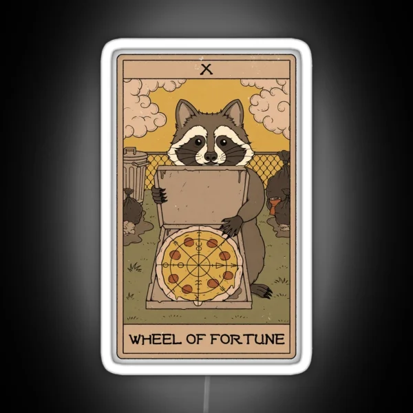 Wheel Of Fortune Raccoons Tarot RGB Neon Sign