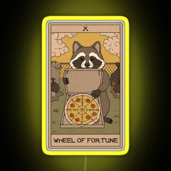 Wheel Of Fortune Raccoons Tarot RGB Neon Sign