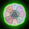 Neon Wheel of the Year calendar symbol, green color scheme.