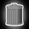Neon-colored wheelie bin filled with trash on a white background.