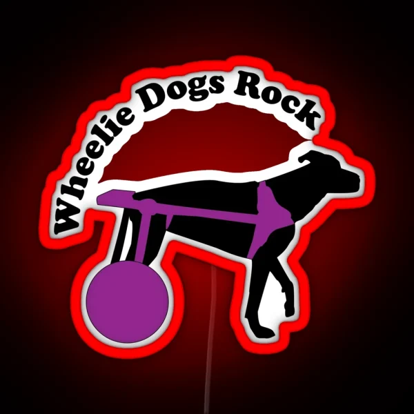 Wheelie Dog Without The Circle RGB Neon Sign