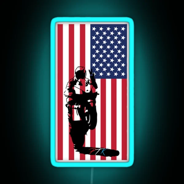 Wheelie Moto USA RGB Neon Sign