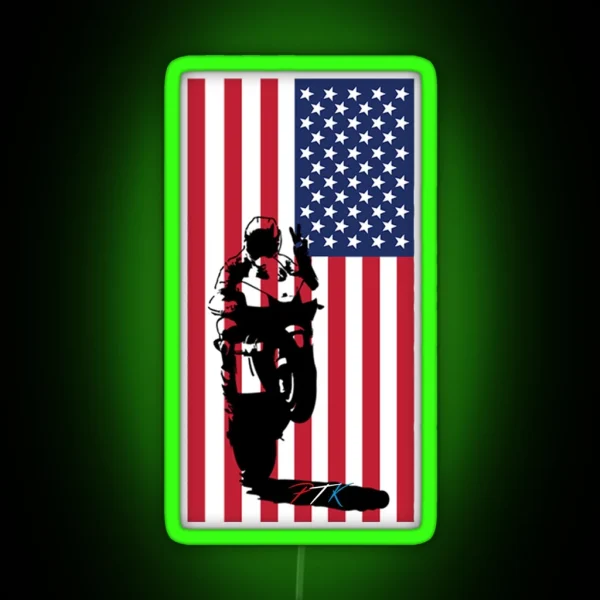 Wheelie Moto USA RGB Neon Sign