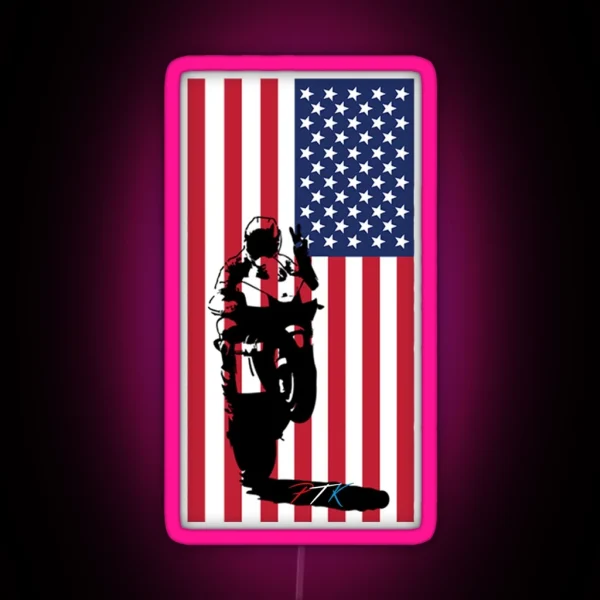 Wheelie Moto USA RGB Neon Sign
