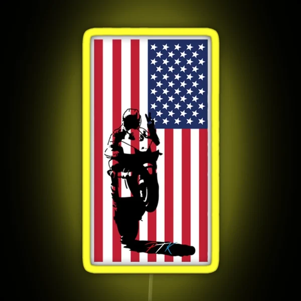 Wheelie Moto USA RGB Neon Sign